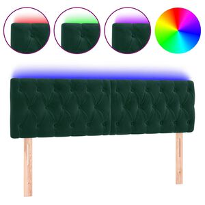 vidaXL Hoofdbord LED 144x7x78/88 cm fluweel donkergroen