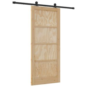 vidaXL Schuifdeur Naturel en Zwart 86 x 198,5 cm Massief grenenhout