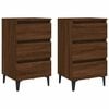 vidaXL Nachtkastjes 2 st met metalen poten 40x35x69 cm bruineikenkleur