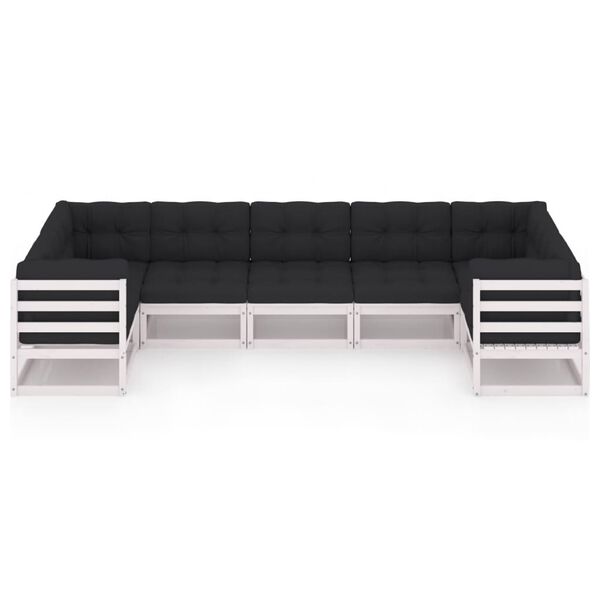 vidaXL 7-delige Loungeset met kussens massief grenenhout wit