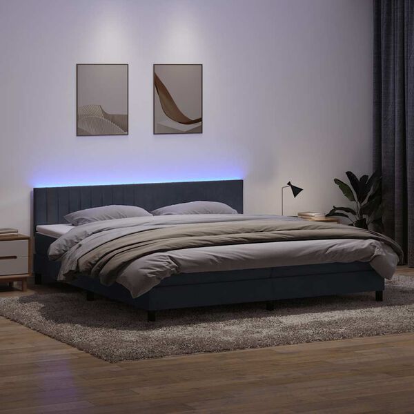 vidaXL Boxspring met matras en LED fluweel donkergrijs 200x210 cm