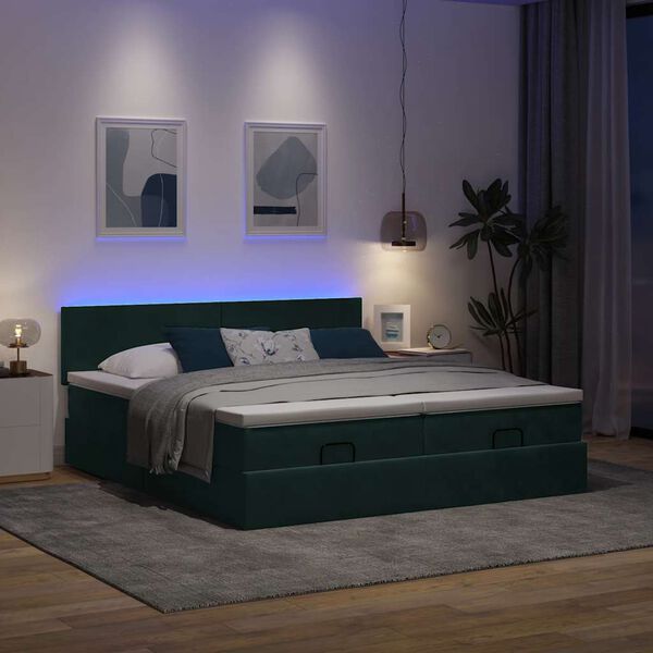 vidaXL Ottoman bed met matrassen en LED's 160x200cm fluweel