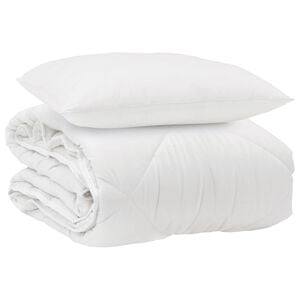 vidaXL Het Duvet voor Elk Seizoen met kussen 2 pcs Wit Microvezel