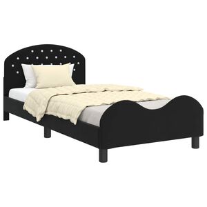 vidaXL Bedframe voor kinderen met hoofdbord Zwart 90 x 190 cm Fluweel