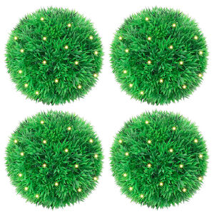 vidaXL Kunstbuxusballen met LED-verlichting 4 st 12 cm groen