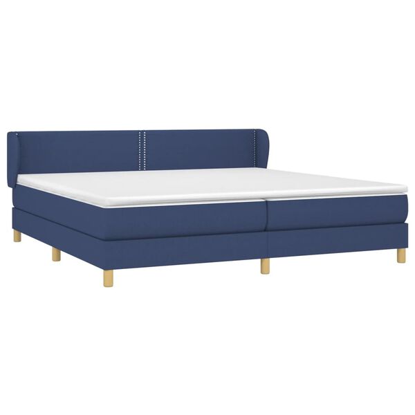 vidaXL Boxspring met matras stof blauw 200x200 cm