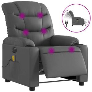 vidaXL Massagestoel verstelbaar elektrisch kunstleer grijs