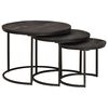 vidaXL Nest Koffietafels 3 pcs Zwart Massief mangohout en staal