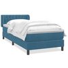 vidaXL Boxspring met matras fluweel donkerblauw 100x210 cm