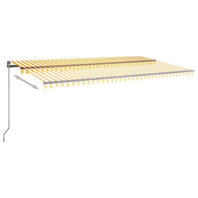 vidaXL Luifel automatisch met LED en windsensor 600x350 cm geel en wit