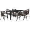 vidaXL Tuin eettafelset 7 st Bruin Gepoedercoat staal