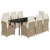 vidaXL 9-delige Tuinset met kussens poly rattan beige
