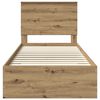 vidaXL Bedframe met hoofdeinde Artisan Eiken 90 x 190 cm Bewerkt hout