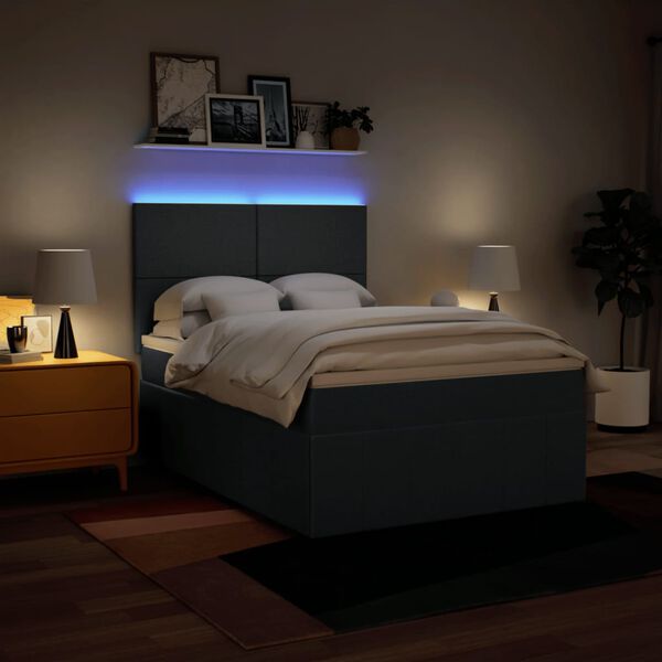 vidaXL Boxspring met matras stof blauw 160x200 cm