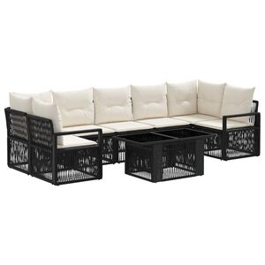 vidaXL Tuinbankenset 8 st Zwart en Cream Wit poly rattan