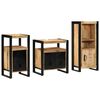 vidaXL Badkamermeubelset 3 st Bruin en zwart Massief Mango Hout