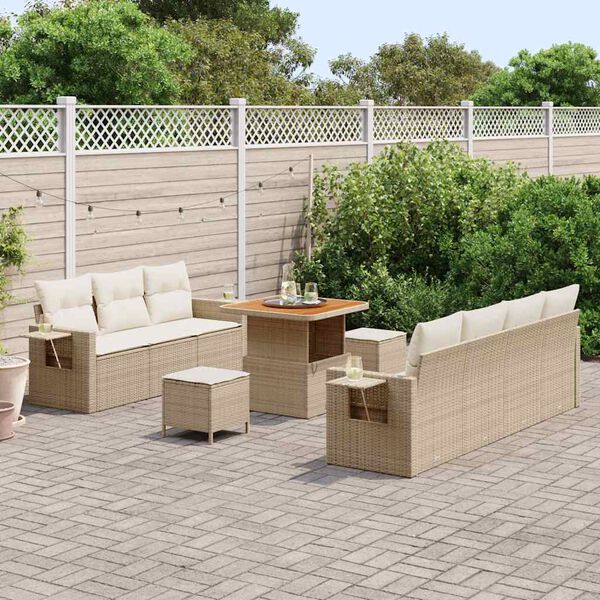 vidaXL Tuin Sofa Set met kussen 10 pcs beige en cr&egrave;mekleurig