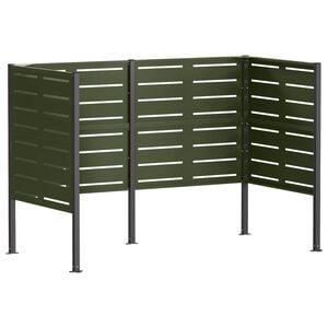 vidaXL Afvalcontainer scherm 167 x 85 x 113 cm Staal Olijfgroen