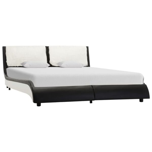 vidaXL Bedframe kunstleer zwart en wit 135x190 cm