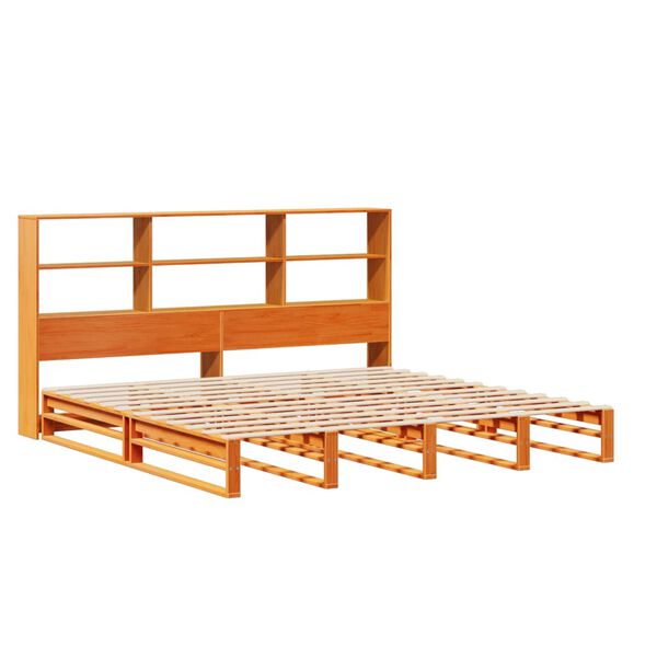 vidaXL Bed met boekenkast zonder matras hout wasbruin 180x200 cm