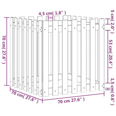 vidaXL Plantenbak met hekontwerp 70x70x70 cm massief grenenhout