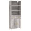 vidaXL Hoge kast 69,5x34x180 cm bewerkt hout grijs sonoma eikenkleurig
