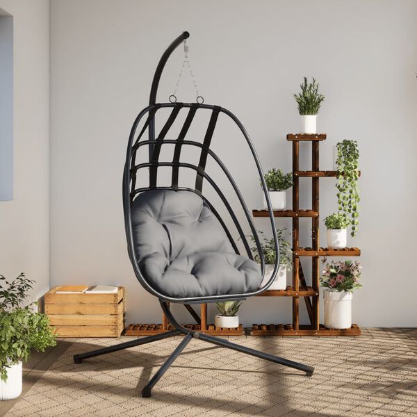 vidaXL Hangende Egg Chair met standaard antraciet staal