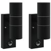 vidaXL Buiten Wandlamp 2 st Zwart 7 x 10 x 22 cm RVS en Glas