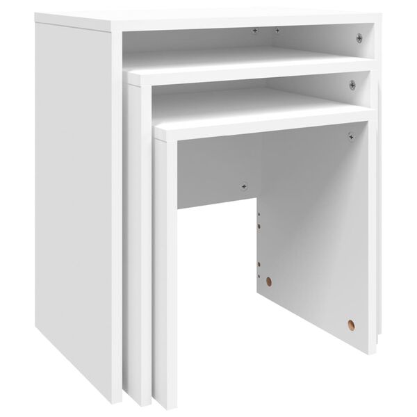 vidaXL 3-delige Tafeltjesset bewerkt hout wit