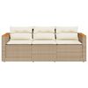 vidaXL Tuinbank 3-zits met kussens poly rattan beige