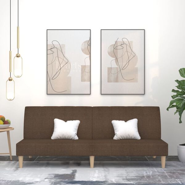 vidaXL Slaapbank 2-zits stof bruin