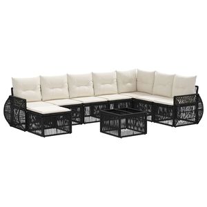 vidaXL Tuinbankenset 9 st Zwart en Cream Wit poly rattan