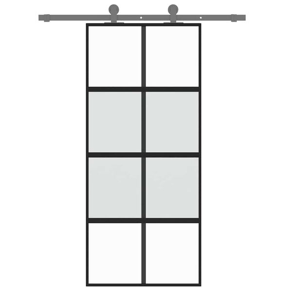 vidaXL Schuifdeur 90x205 cm gehard glas en aluminium zwart