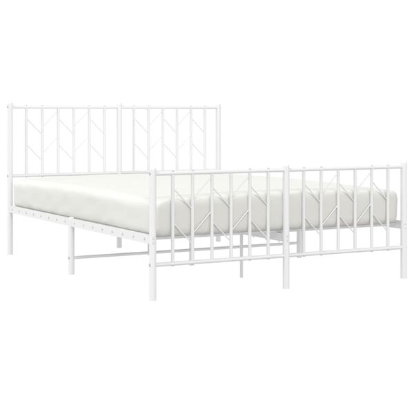 vidaXL Bedframe met hoofd- en voeteneinde metaal wit 135x190 cm