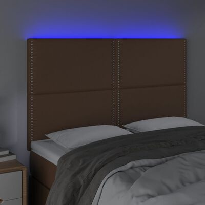 vidaXL Hoofdbord LED 144x5x118/128 cm kunstleer bruin