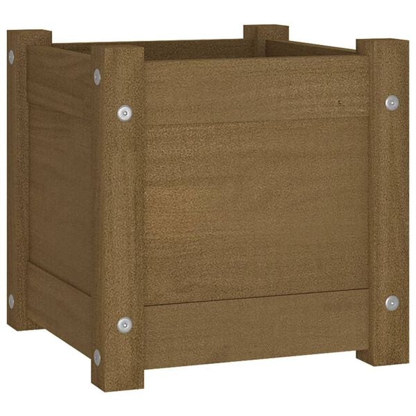 vidaXL Plantenbak 31x31x31 cm massief grenenhout honingbruin