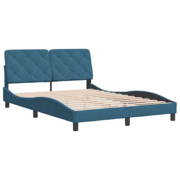 vidaXL Bedframe zonder matras fluweel blauw 140x200 cm