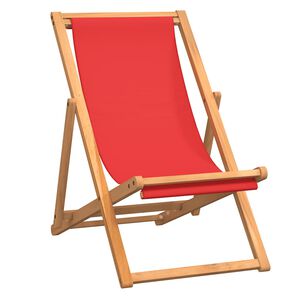 vidaXL Opklapbare stoel van massief teakhout, rood