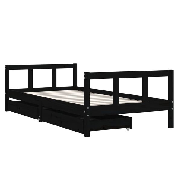 vidaXL Kinderbedframe met lades 90x190 cm massief grenenhout zwart