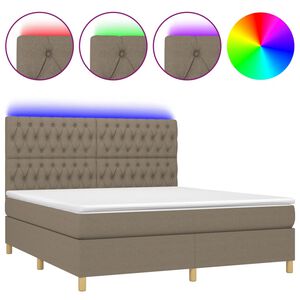 vidaXL Boxspring met matras en LED stof taupe 160x200 cm