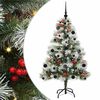 vidaXL Kunstkerstboom Groen en wit 150 cm PVC en Metaal en Plastic