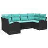 vidaXL Tuinbankenset 6 st Zwart en Turquoise poly rattan