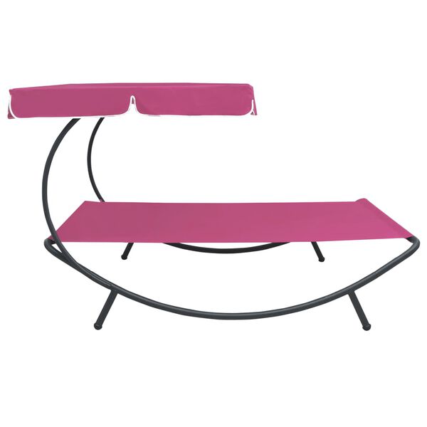 vidaXL Loungebed met luifel roze
