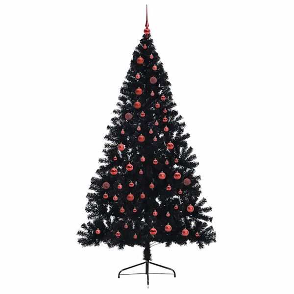vidaXL Kunstmatig Voorverlicht Kerstboom met 300 LED Zwart 210 cm PVC