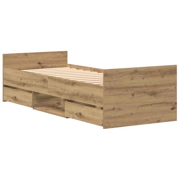 vidaXL Bedframe met lade Artisan Eiken 193 x 78 x 50 cm Bewerkt hout
