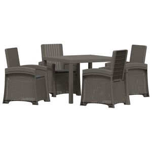 vidaXL Tuin eettafelset 5 st Lichtgrijs en antracietkleurig PP