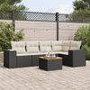vidaXL 6-delige Loungeset met kussens poly rattan zwart