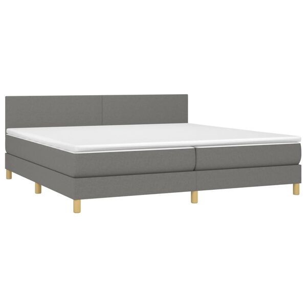 vidaXL Boxspring met matras en LED stof donkergrijs 200x200 cm