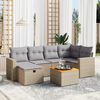 vidaXL 7-delige Loungeset met kussens poly rattan gemengd beige
