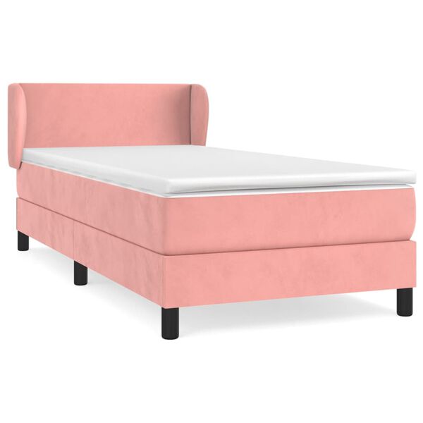 vidaXL Boxspring met matras fluweel roze 80x200 cm
